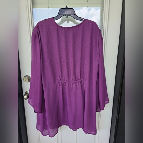 Maggie Barnes Womens Tunic Plus Sz 6X (38/40) Purple Blouse Studded Embellished - Picture 12 of 12